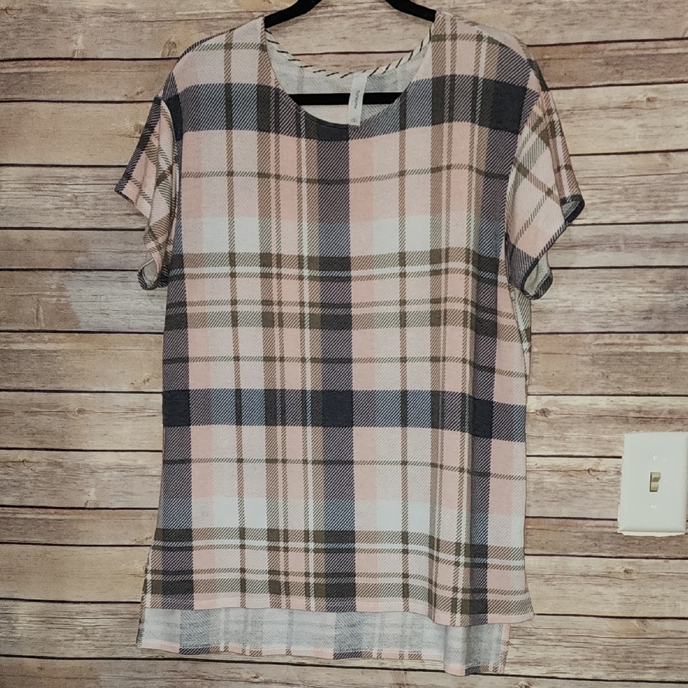 Honeyme Plaid Short Sleeve Top